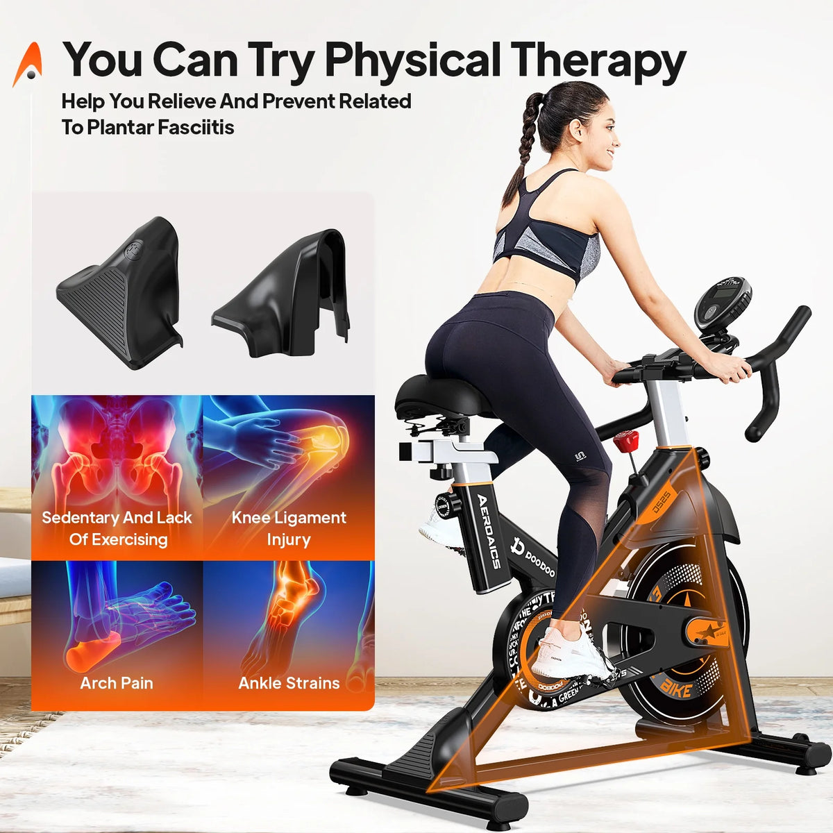 Pooboo Stationary Exercise Bike Indoor Cycling Bike Cycle Bicycle Adjustable Resistance for Home Office Cardio Workout Machine Max Weight 350 lbs