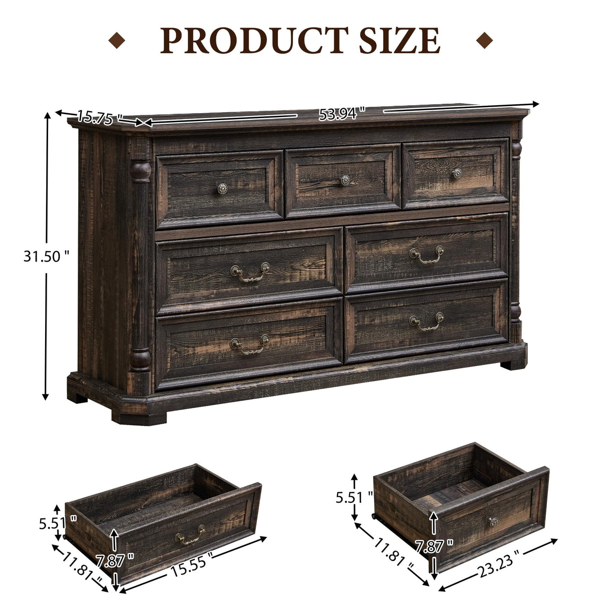 Brafabhome Rattan 6 Drawers Dresser for Bedroom, Vintage Boho Double Dresser Wicker Chest with Wooden Legs for Living Room Hallway| Mint