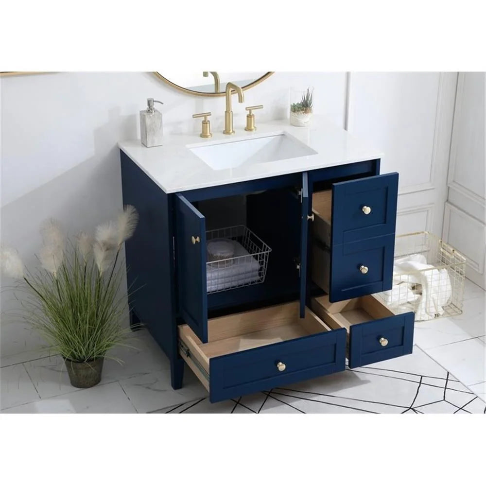 Elegant Decor Sommerville 36" Single Quartz Top Bathroom Vanity in Gray