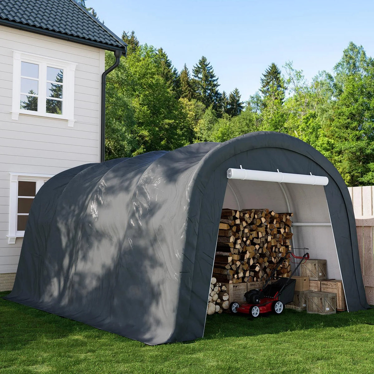 MOALCOFER 10'x20' Carport,Heavy Duty Car Canopy with Steel Frame,Portable Garage with Waterproof PE Roof