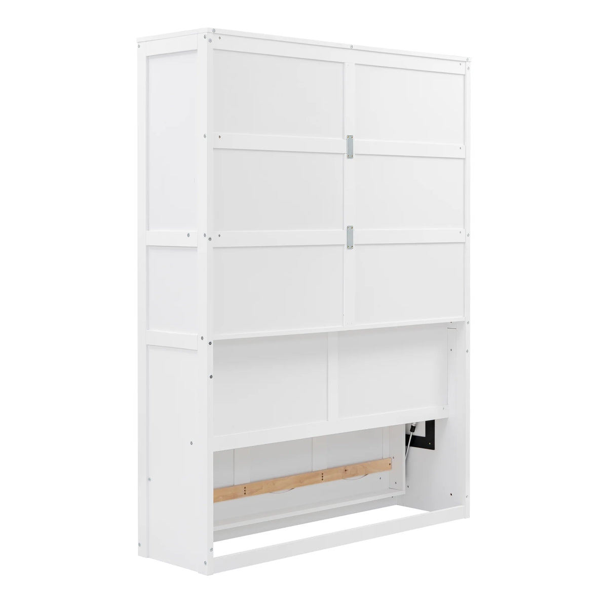Harper & Bright Designs Full Size Murphy Bed with Shelves, Foldable Wall Bedframe w/Flexible Slats Support, Space-Saving Design, Can Be Folded Into Cabinet, White