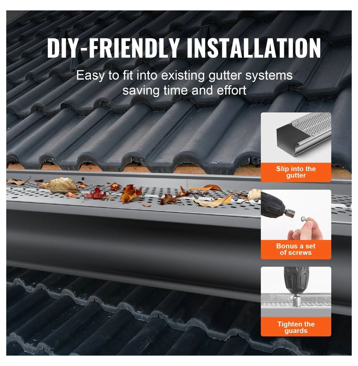 Gutter Guard 5 Inch - Aluminum Leaf Filter, 208ft DIY Gutter Cover - Fits All Roofs
