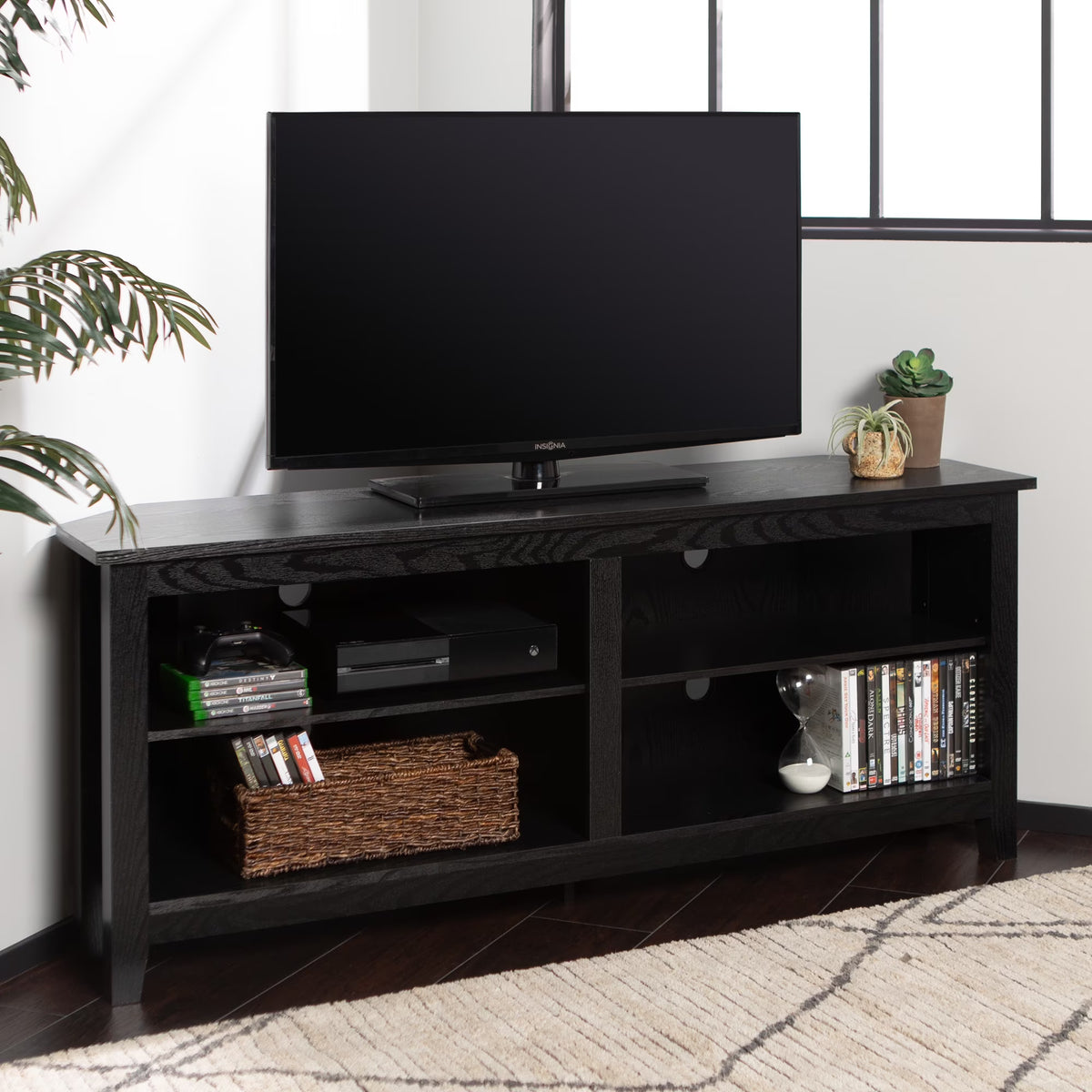 Walker Edison Corner TV Stand Console for TVs up to 64" - Black