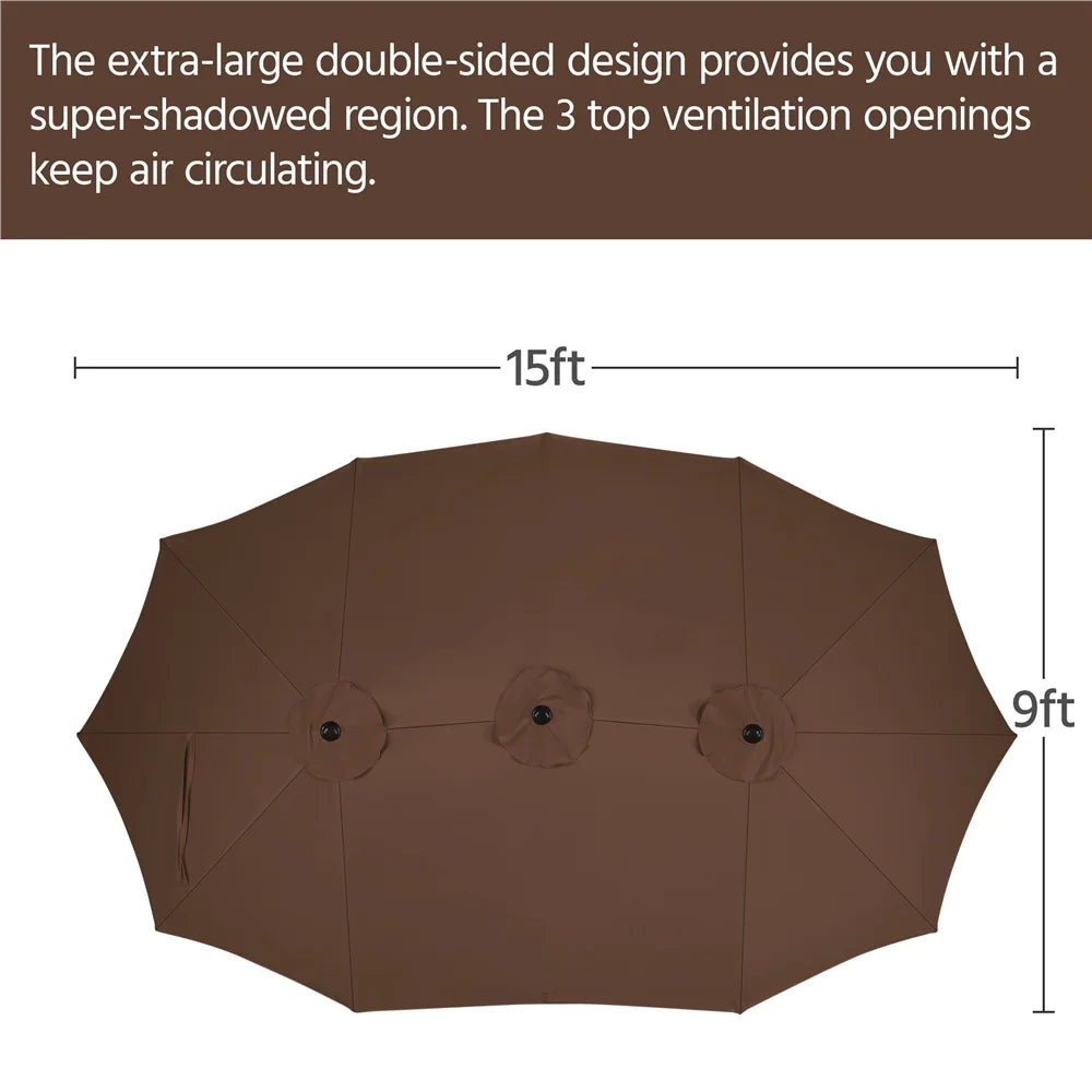 Topeakmart 13ft Patio Parasol Canopy with Crank, Tan
