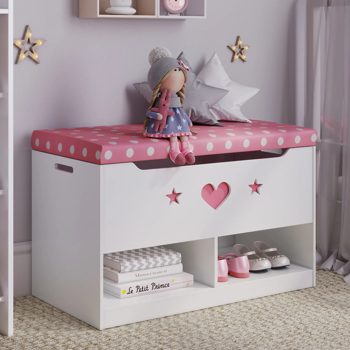 Sturdis Wooden Toy Box Spacious Storage for Home Organization, White