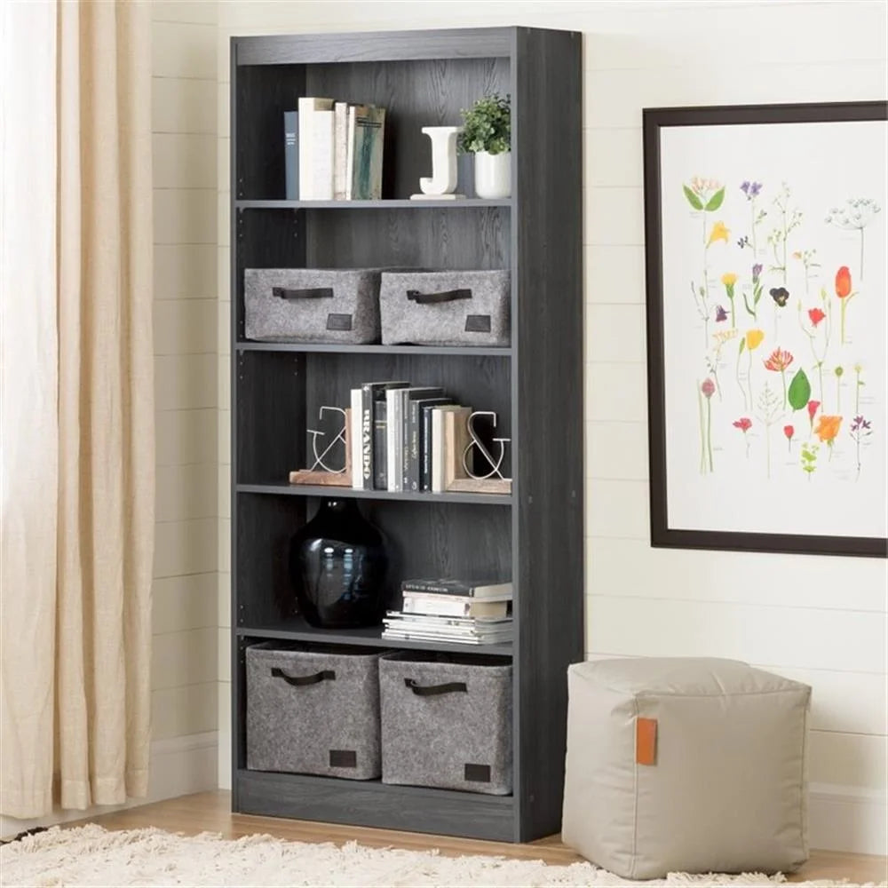 Pemberly Row 5-Shelf Transitional Wood Bookcase in Morgan Cherry