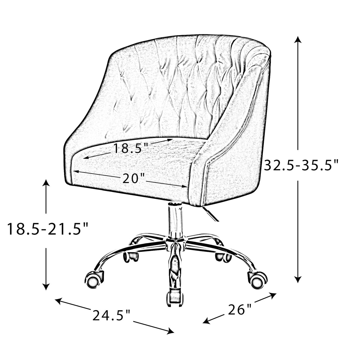 14 Karat Home Lydia 15 in Task Chairs with Swivel, 250 lbs, Pink