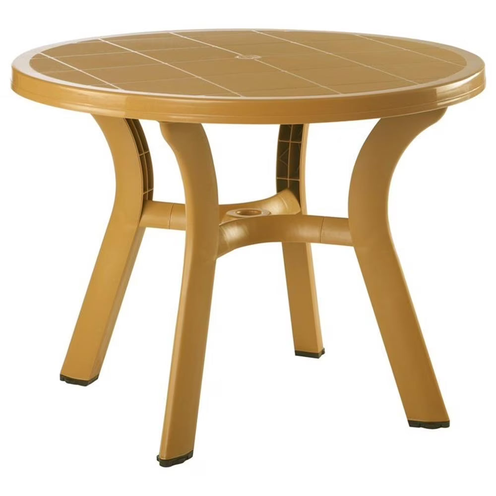 Compamia Truva Transitional Plastic 42" Round Resin Patio Dining Table in White