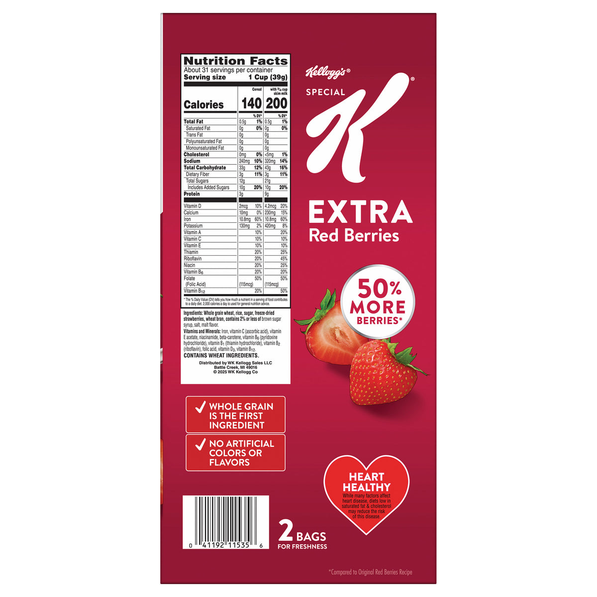 Kellogg's Special K Extra Red Berries Cereal, 21.5 oz, 2-count