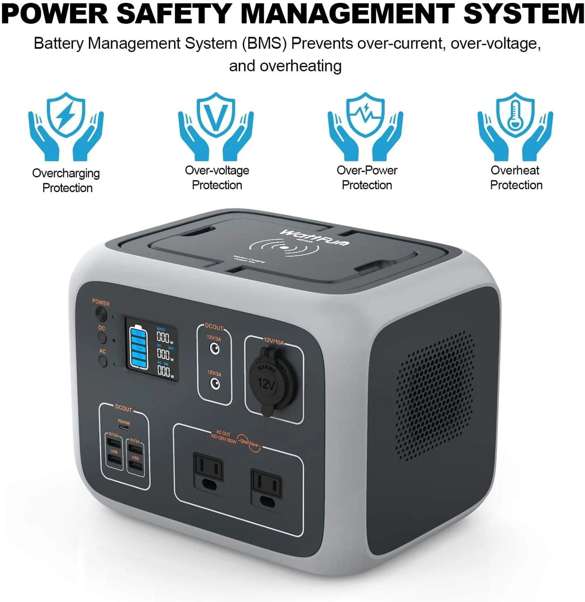 Portable Power Station 500Wh, WattFun Solar Generator