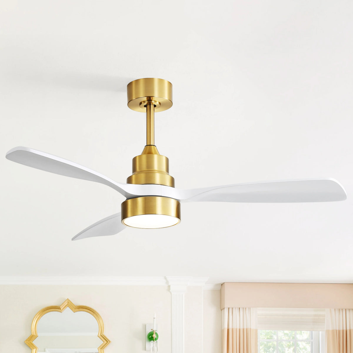 Sofucor 48" White Modern LED Ceiling Fan with Remote Control