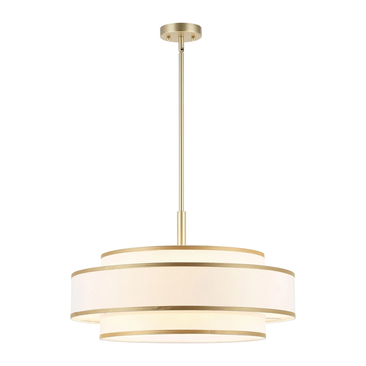 GetLedel 5-Light Double Shaded Dimmable Drum Chandelier Black