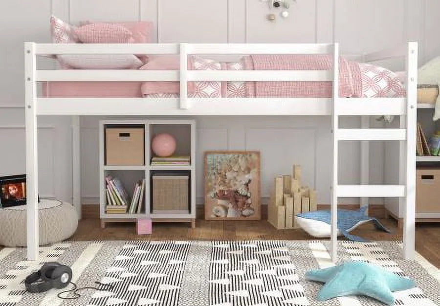 HH2Home Campbell Wood Twin Junior Loft Bunk Bed, White