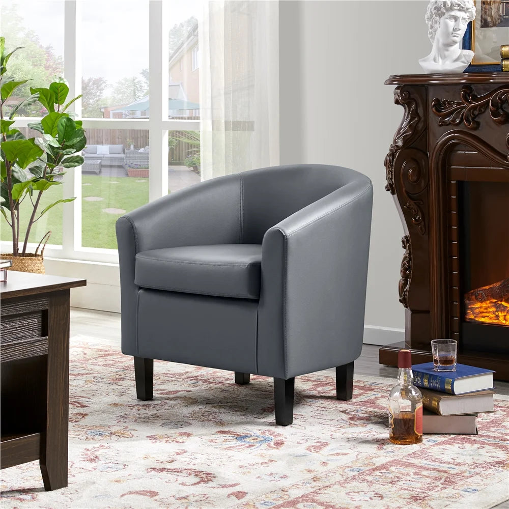 Yaheetech Faux Leather Accent Arm Chair For Living Room, Black