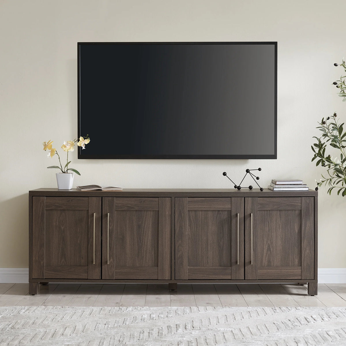 Evelyn&Zoe Chabot Rectangular TV Stand for TV's up to 75", Alder Brown