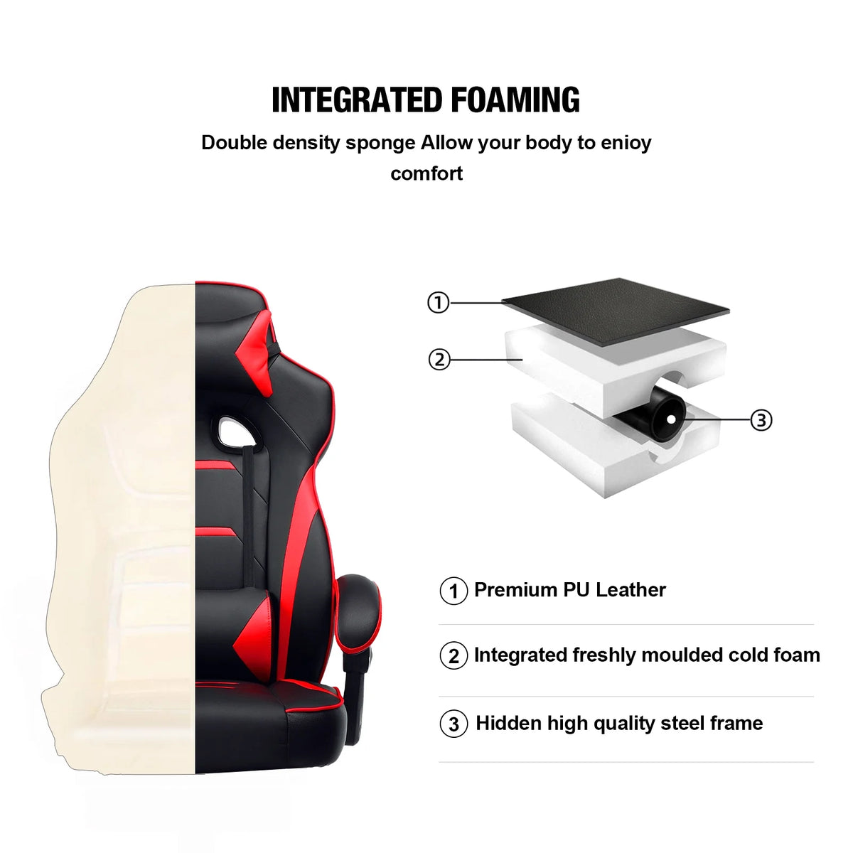 GTPLAYER Gaming Chair with Footrest, Big and Tall Game Chair 350lb Racing Style Computer Chair, Ergonomic Executive Office Chair High Back with Lumbar Support and Recliner, Black