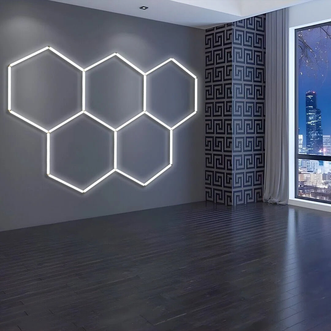 Led Hexagon Ceiling Workshop Lights Luxury Led Garage Gym Hexagonal Light 6500K
