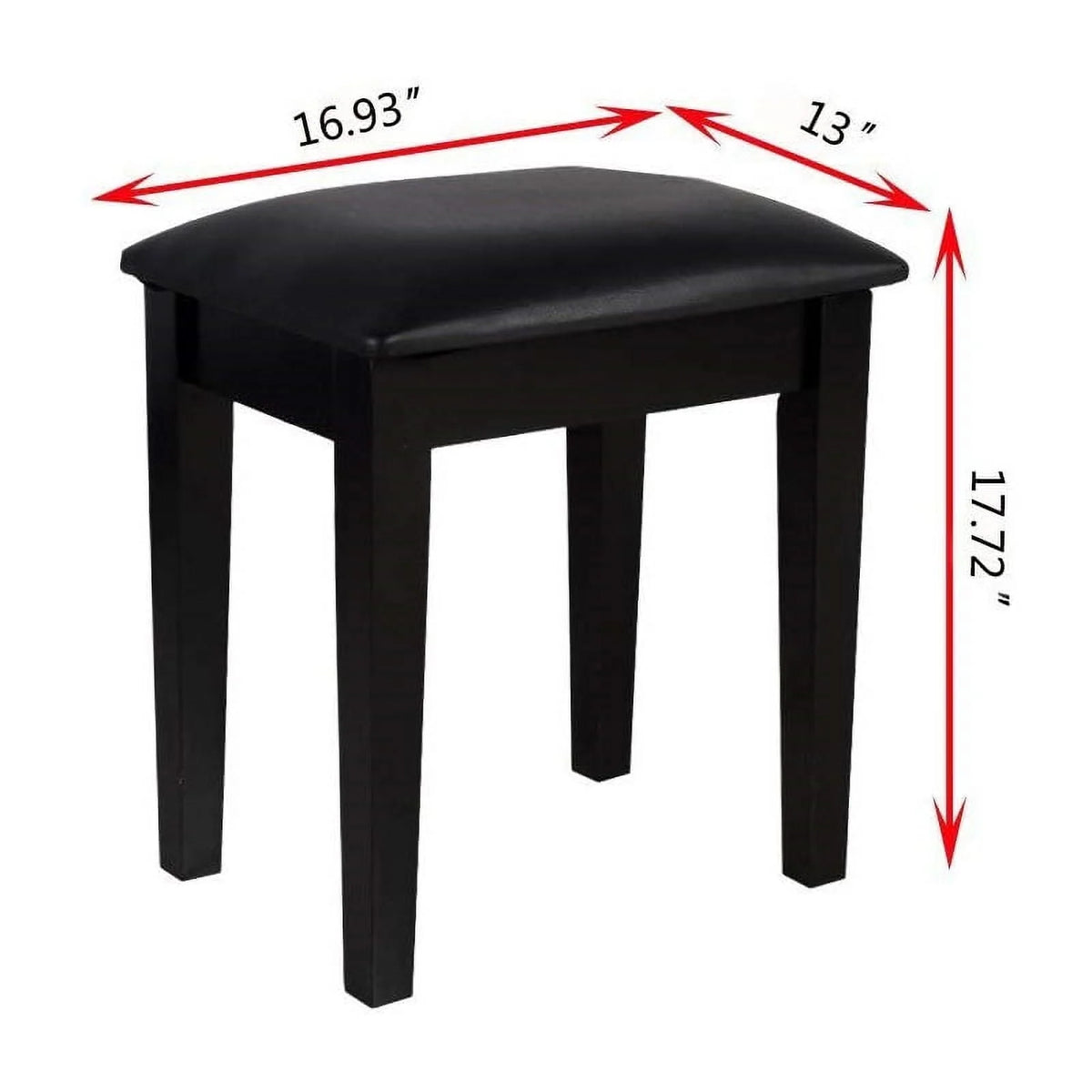 CRO Decor 18'' Tall Vanity Stool-Black