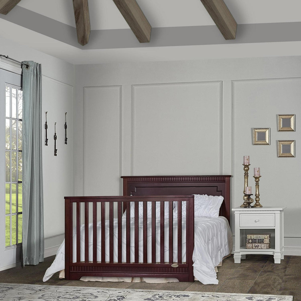 Dream On Me Morgan 5-in-1 Convertible Crib. Cherry