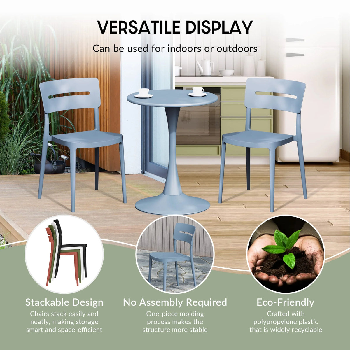 WestinTrends Playa 3-Piece Outdoor Resin Patio Bistro Set with Stackable Patio Dining Chairs, Black