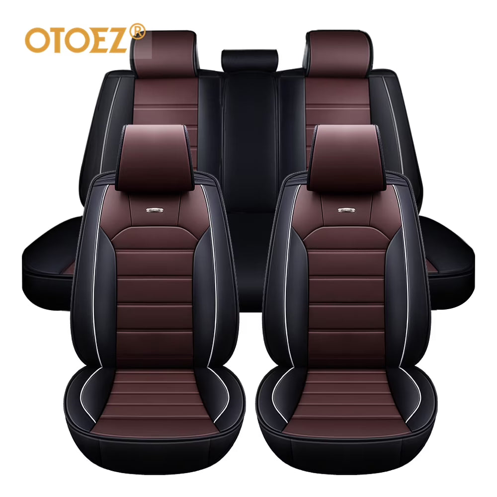 OTOEZ Leather Car Seat Cover Universal 5 Seats Full Set Front Rear Seat Protector