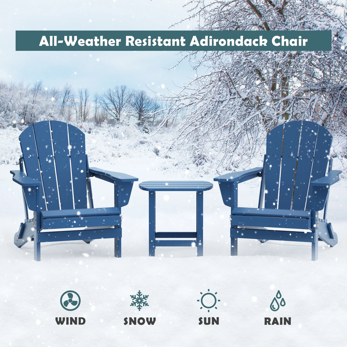 TORVA Folding Adirondack Chair, Fire Pit Chair,Patio Outdoor Chairs All-Weather Proof HDPE Resin for BBQ Beach Deck Garden Lawn Backyard, Black