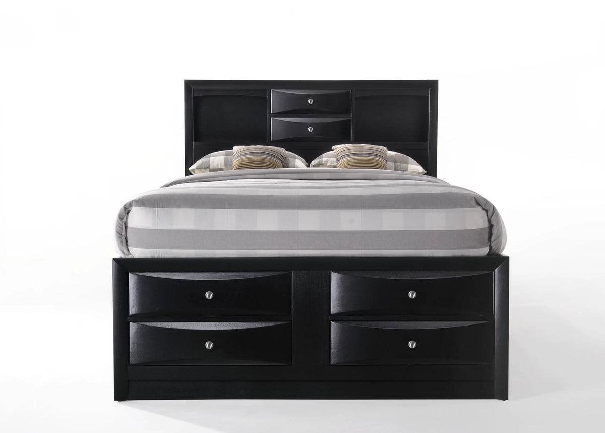 Acme Furniture Ireland Full Bed with Storage in Black Rubberwood, Multiple Sizes