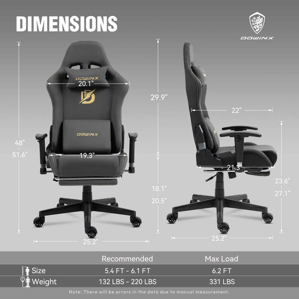 Dowinx Computer Gaming Chair with Pocket Spring Cushion and 4D Armrests for Office,Breathable Fabric High Back Ergonomic Task Chair with Footrest , Massage Lumbar Support Black