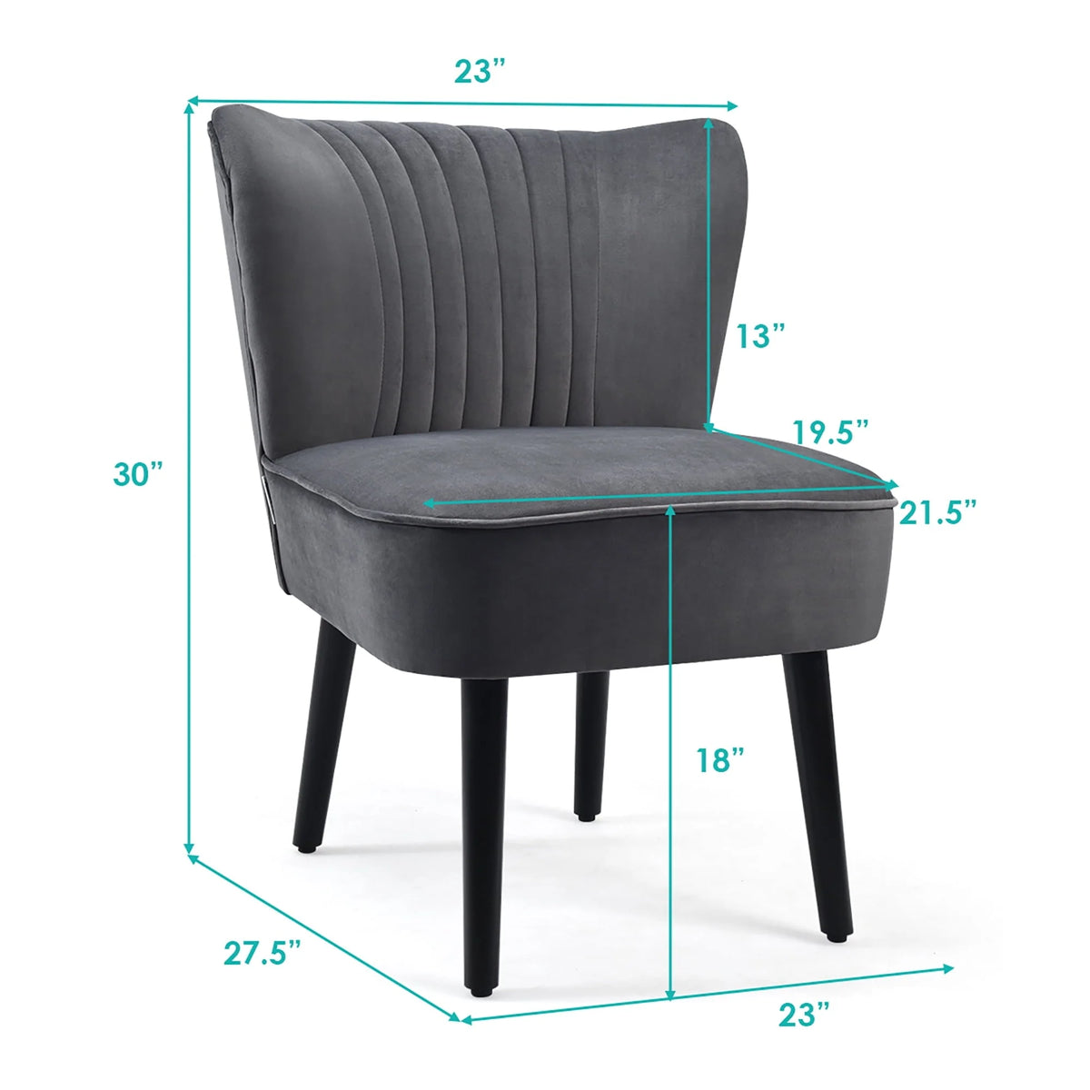 Costway Set of 2 Armless Accent Chair Upholstered Leisure Chair Single Sofa Dark Grey