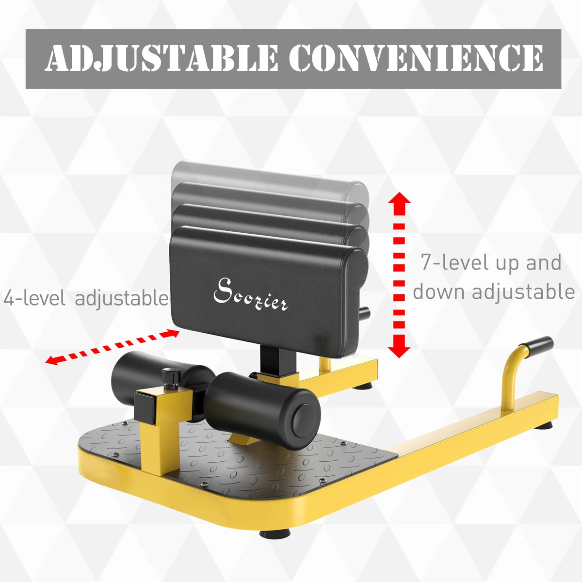 Soozier 3 in 1 Padded Leg Exerciser Push Up Sit Up Squat Machine Home Gym Fitness Equipment Yellow