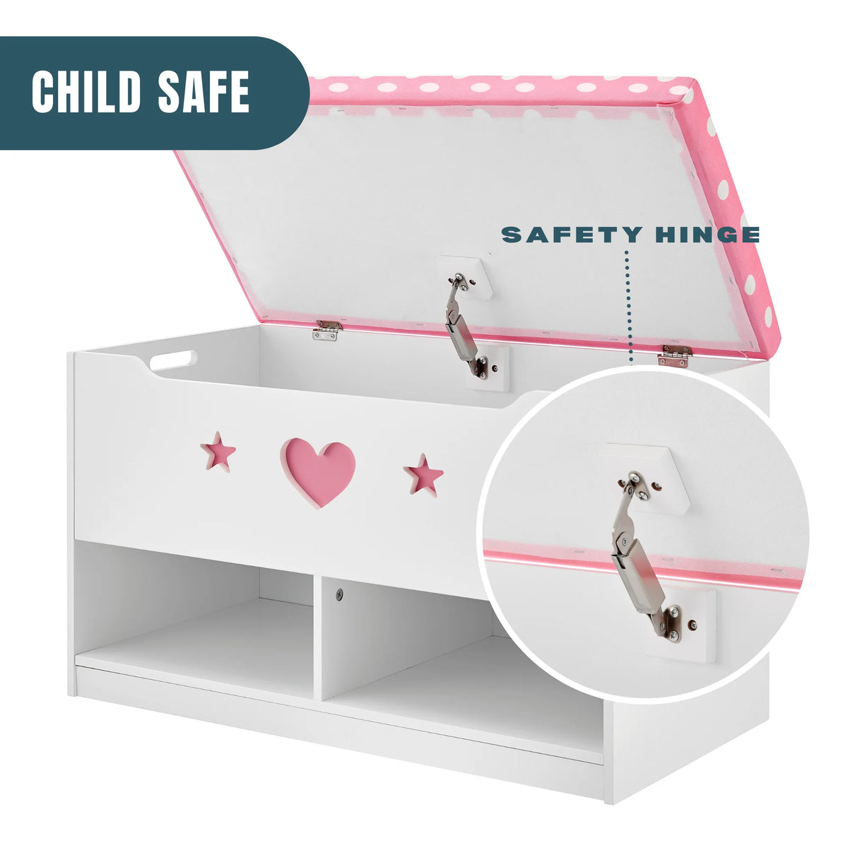 Sturdis Wooden Toy Box Spacious Storage for Home Organization, White