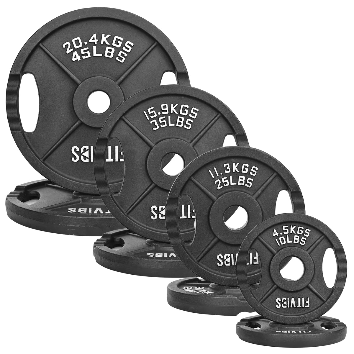 FlexWave 2-Hole Cast Iron Weight Plate Set, 110LB–230LB, Strength Training Plates for Home Gym