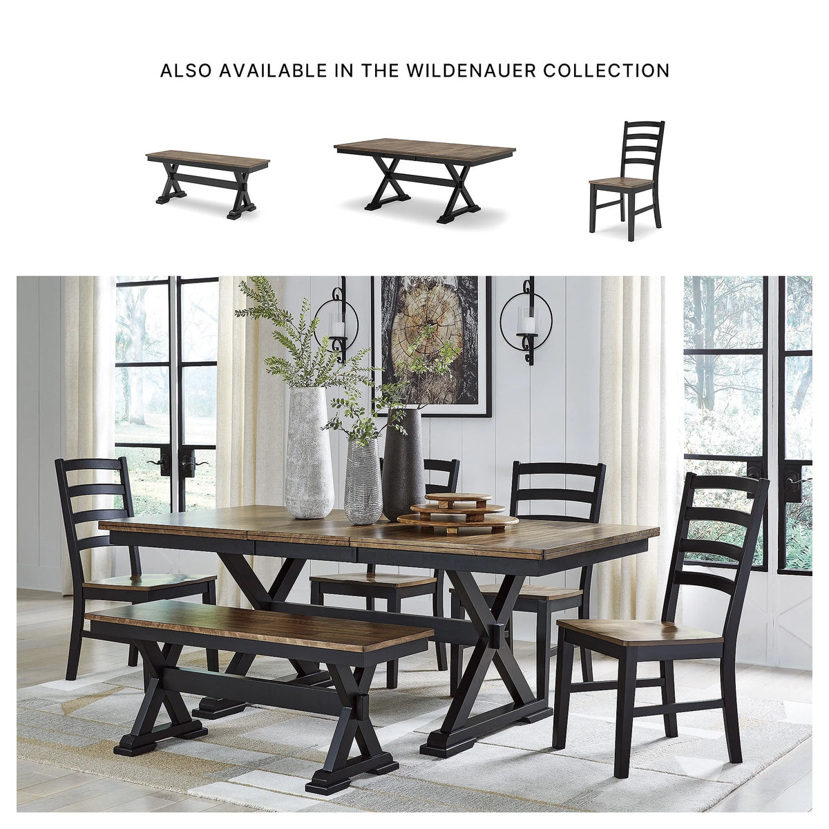 Signature Design by Ashley Wildenauer 50" Dining Bench, Brown & Black