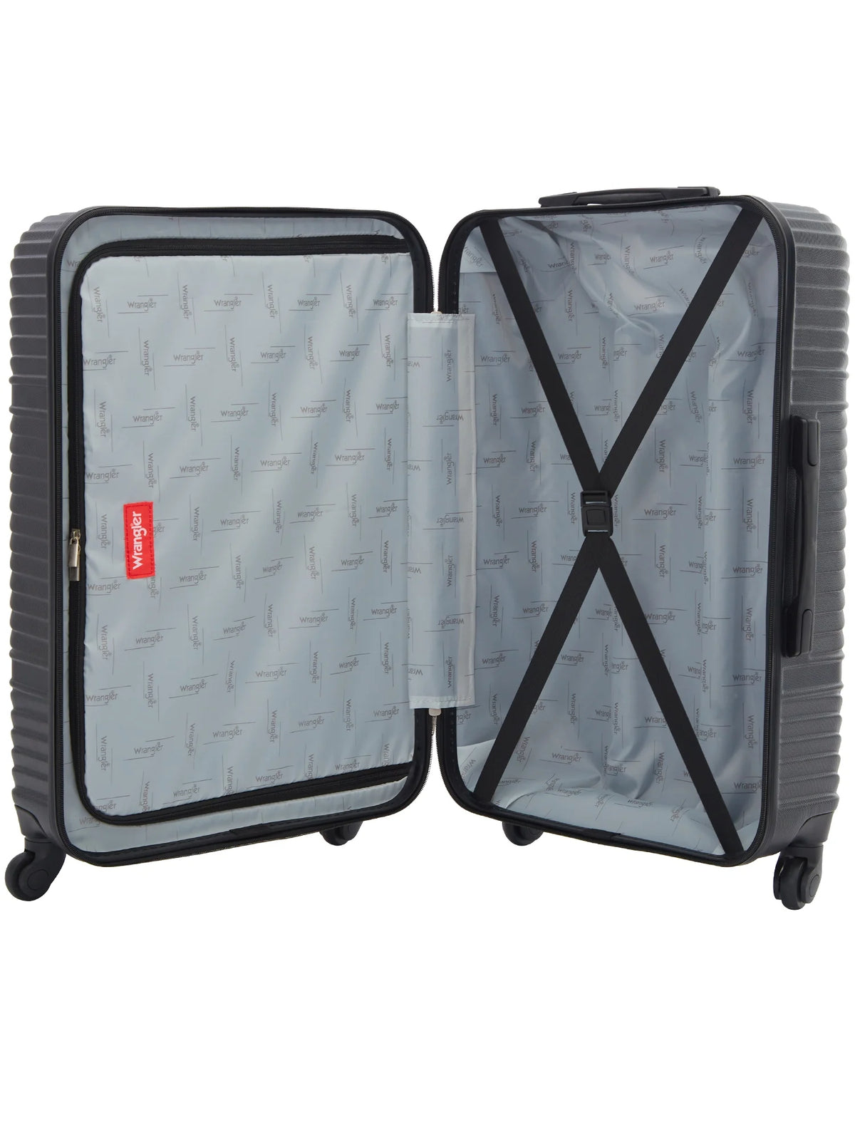 Wrangler 4 Pc Hardside Spinner Luggage Set with 20" & 25" Suitcases and Packing Cubes, Black