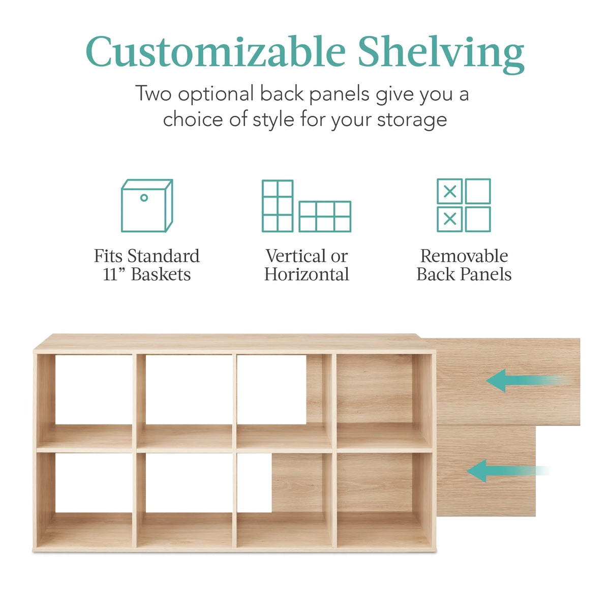 Best Choice Products 8-Cube Bookshelf, 11in Display Storage System, Organizer w/ Removable Back Panels - Black