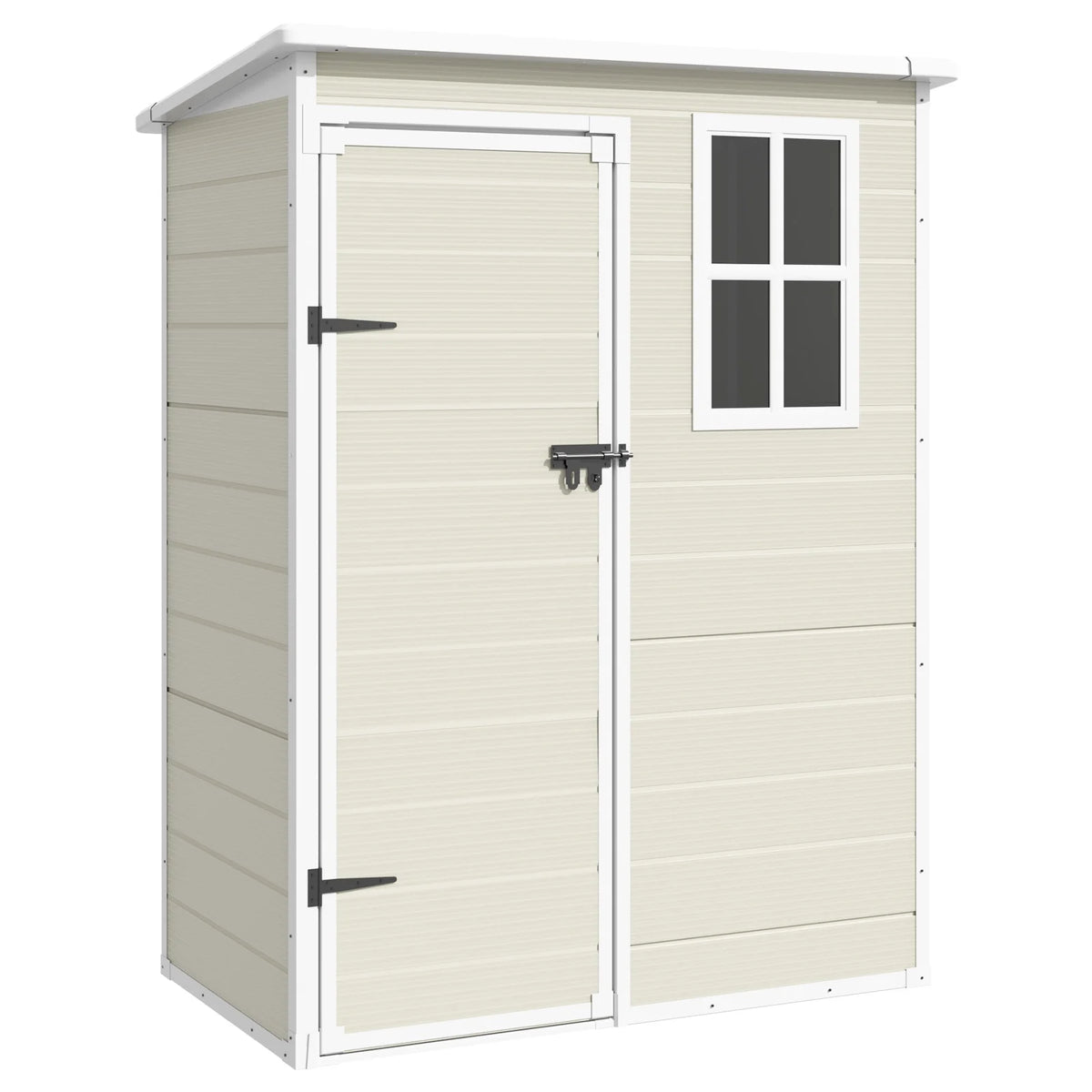 ELPOSUN Outdoor Storage Shed 6x4.5 ft, Resin Outside Sheds & Outdoor Storage Plastic for Trash Can, Bike, Lawnmower, Generator, Tool Shed with Lockable Door for Backyard, Lawn, Patio, Grey & White