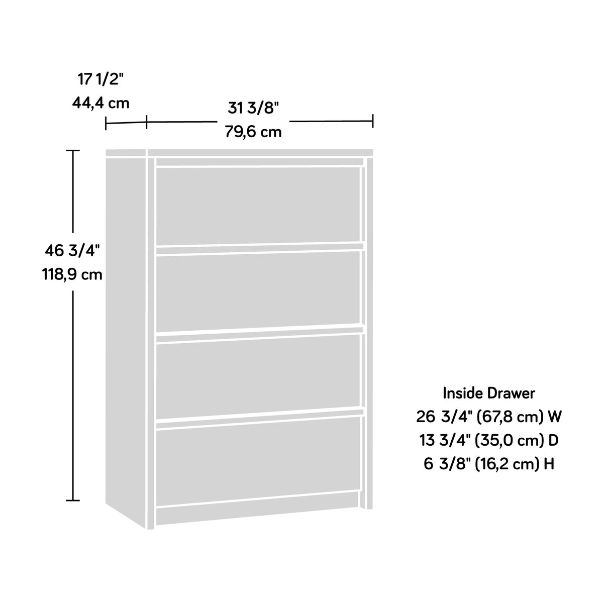 Sauder Harvey Park 4-Drawer Bedroom Chest, Pacific Maple Finish