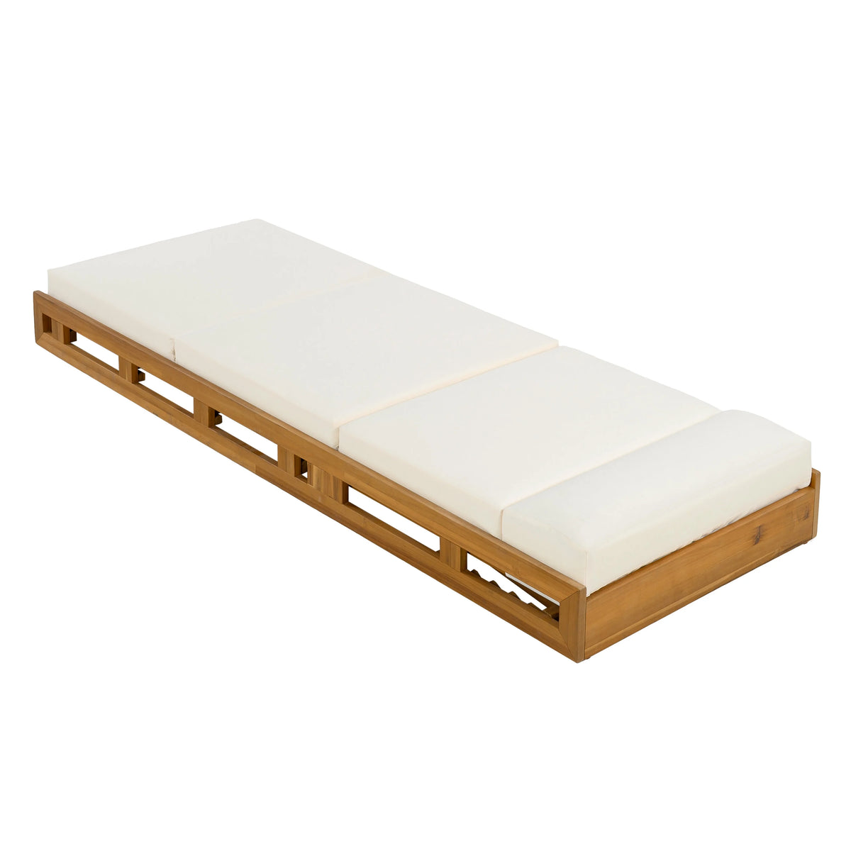 Patio Seating LOUNGE CHAISE SET, ACACIA WOOD WITH WATER-RESISTANT LOUNGE CUSHIONS (CREAM & 4 INCH THICK) - MATCHING DARK GREY VERSION AVAILABLE,Outdoor Seating