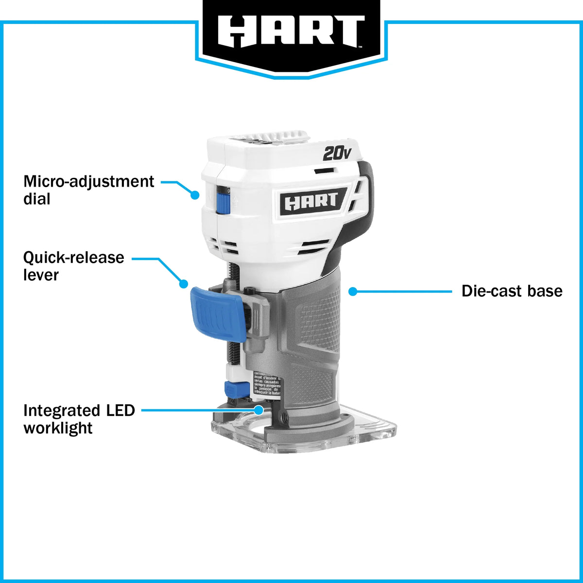 HART 20-Volt Cordless Trim Router (Battery Not Included)