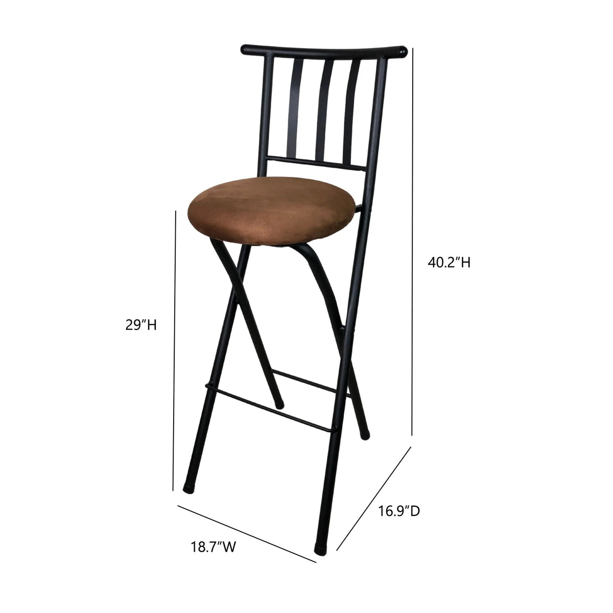 Mainstays Indoor Metal Folding Stool with Slat Back and Microfiber Seat
