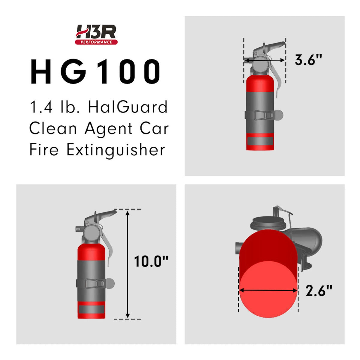 H3R Performance HalGuard Clean Agent Car Fire Extinguisher - 1.4 lb. Red