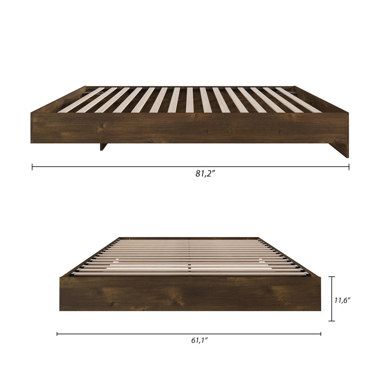 Nexera Full Size Platform Wood Bed Frame, Walnut