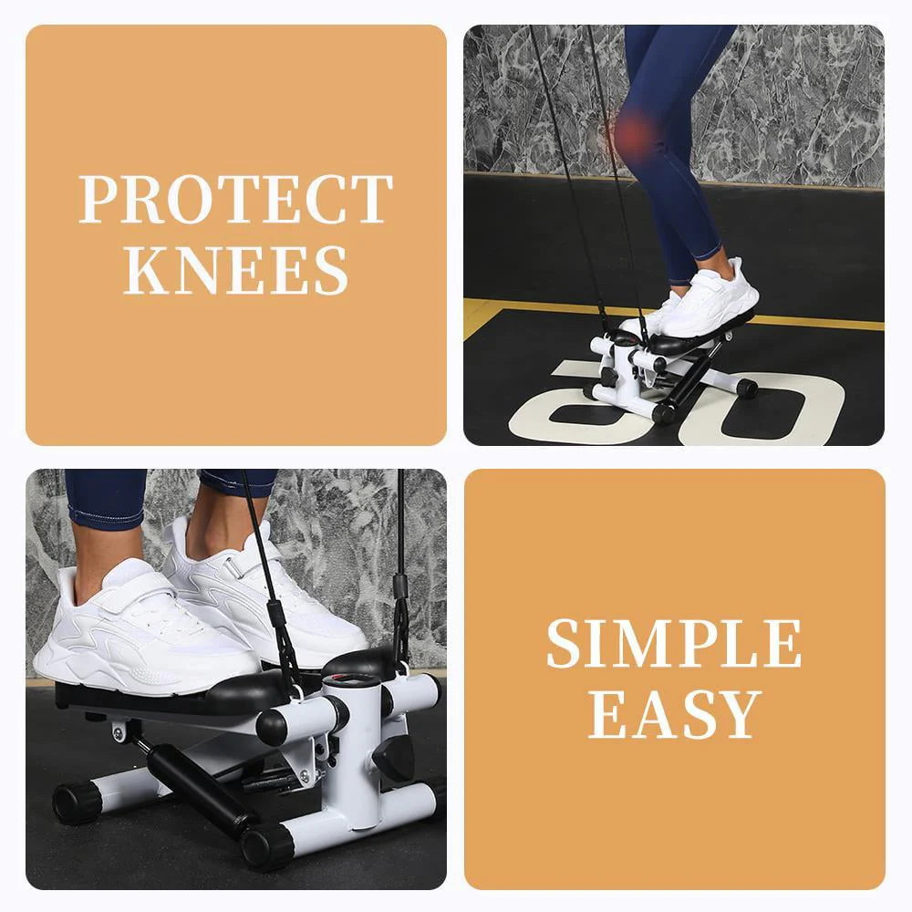UBesGoo Mini Stepper with Resistance Band, Stair Stepping Fitness Exercise Home Workout Equipment for Full Body Workout