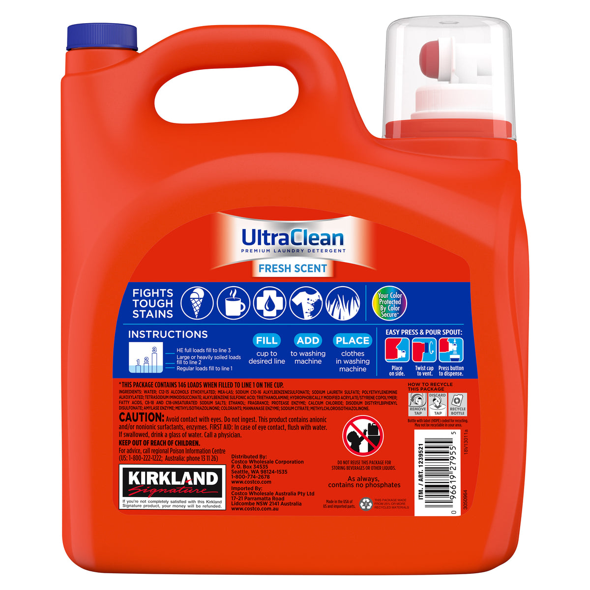 Kirkland Signature Ultra Clean HE Liquid Laundry Detergent, 146 loads, 194 fl oz