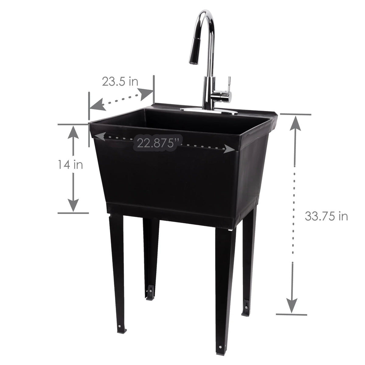 19 Gallon Laundry Sink with High Arc Stainless Steel Pull-Down Kitchen Faucet 6503SS
