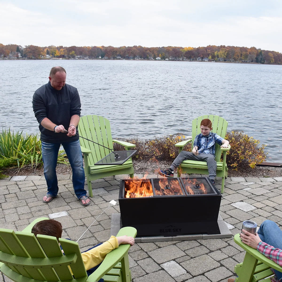 Blue Sky Outdoor Living Rectangle Steel Peak Smokeless Patio Fire Pit, Black