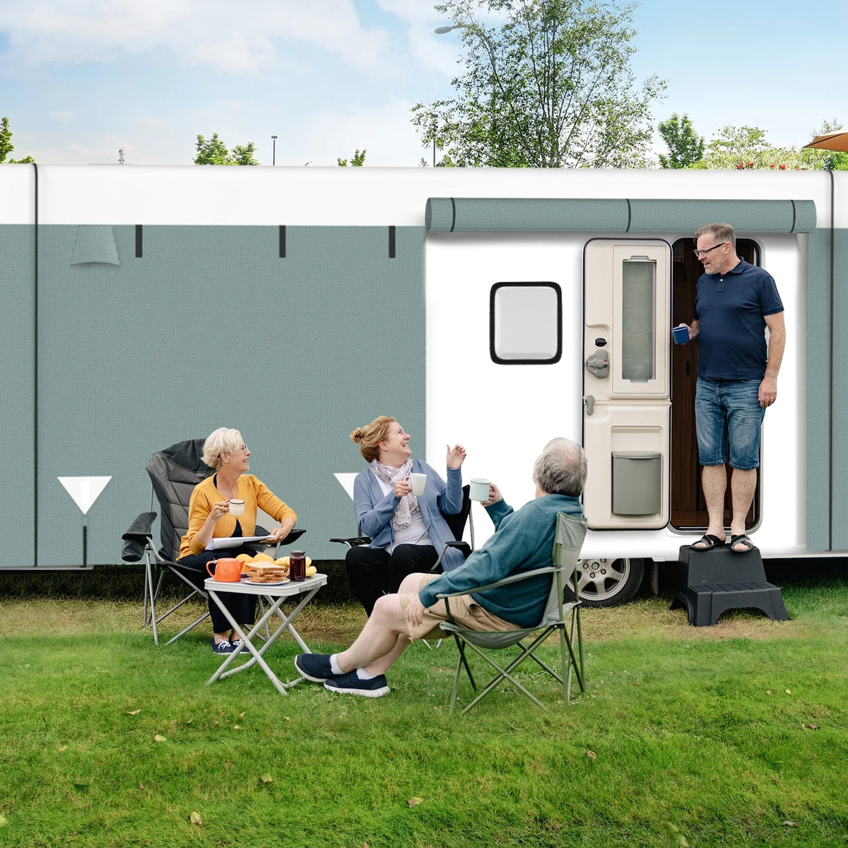 Filluck Lightweight & Easy Install RV Cover for Travel Trailers (20-22FT), Heavy-Duty 6-Layer Fabric All-Weather & UV Resistant Protection w/ Wind Straps & Vents