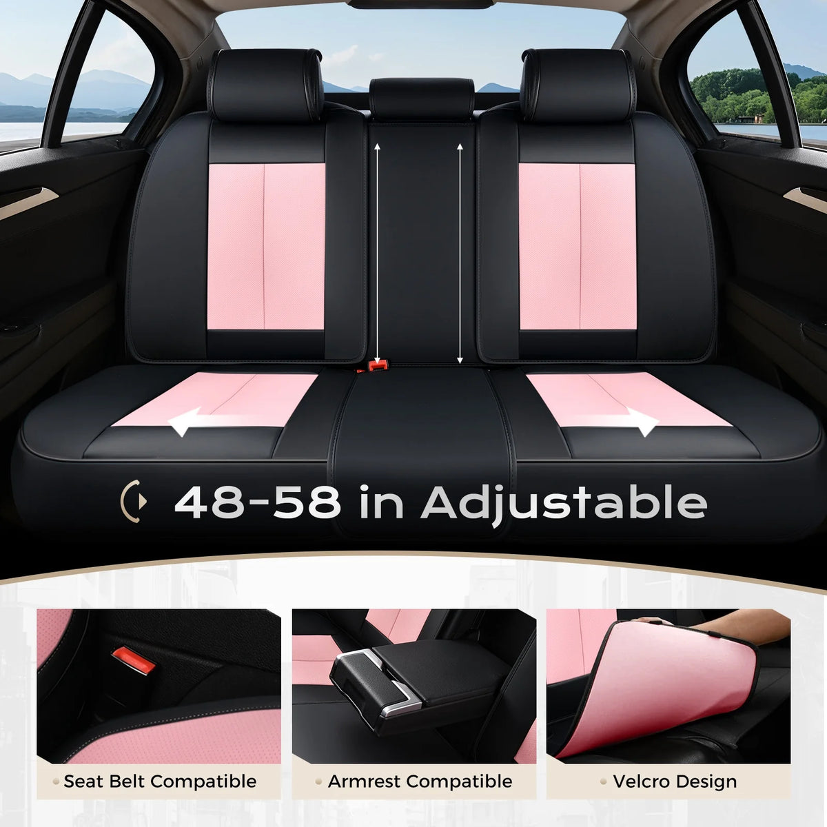 Coverado Black Front Car Seat Covers, Stylish Waterproof Premium Leather Automotive Seat Protectors, Airbag Compatible Auto Interior Accessories Universal Fit for Most Cars SUV Pick-up Trucks