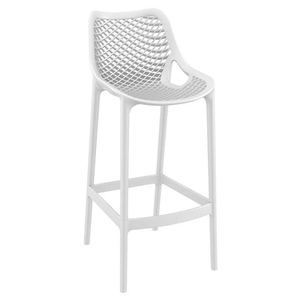 Home Square Polypropylene Patio Bar Stool in Taupe - Set of 2