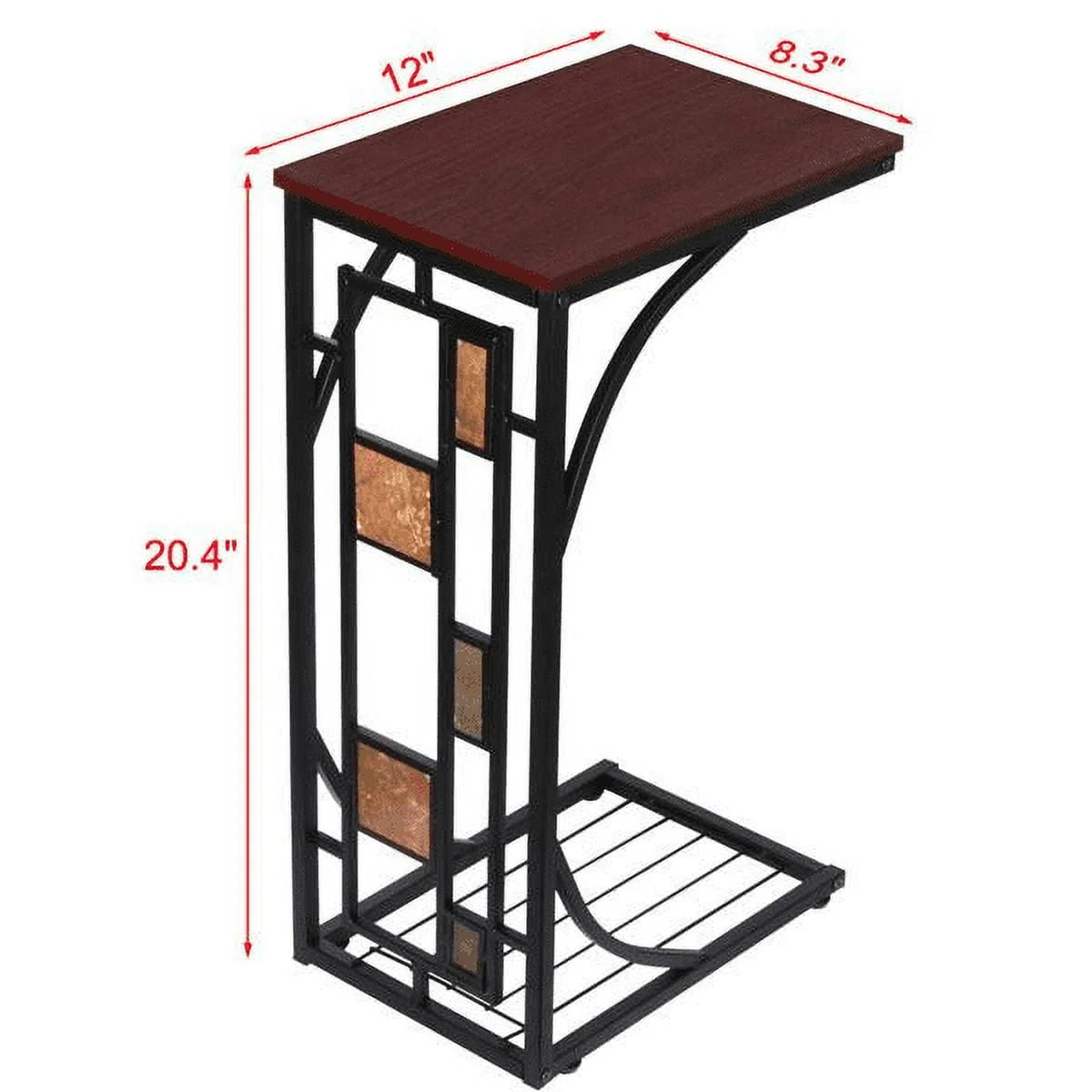 Easyfashion C-shaped Wood End Table, Set of 2, Brown/Black